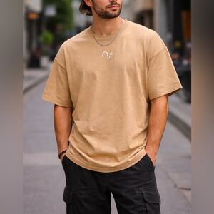 Men’s Shaka Wear Tan Oversized Short Sleeve Tee – Size L